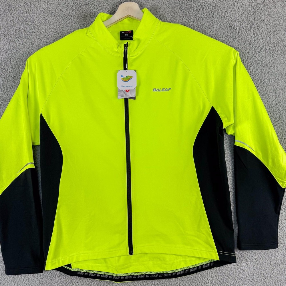 Baleaf Jacket Mens‎ 3XL Neon Yellow Black Cycling Waterproof Reflective Full Zip